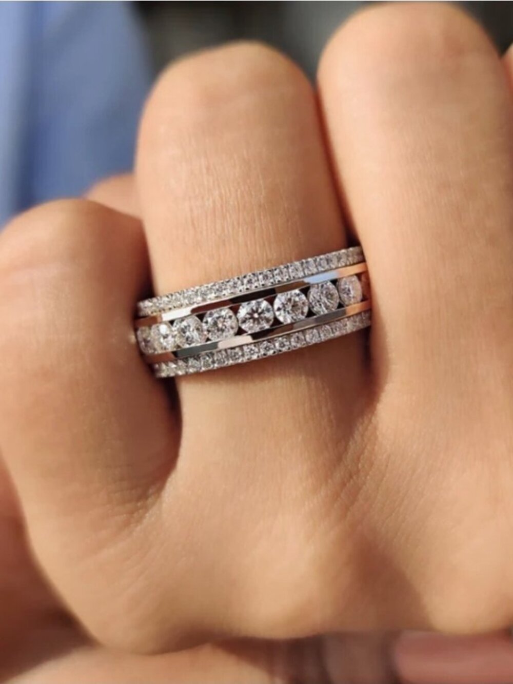 GRA Certified 1.8 Ctw* Triple Row Channel set Moissanite Band Size 5 US* New